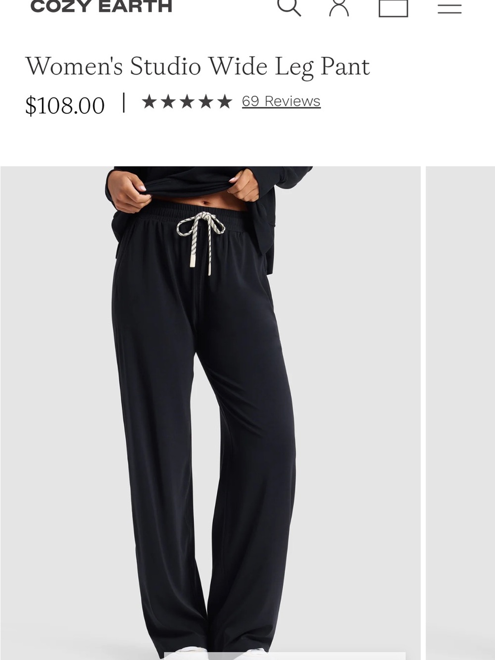 Cozy Earth Women's Studio Wide Leg Pant - Black - Medium - sold out online